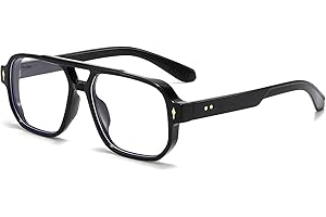 LJCZKA Lunette Anti Lumiere Bleue Carrée pour Femme Homme, Monture Pilote 70s Lunettes à Filtre de Lumière Bleue pour Ordinateur, Jeux et TV