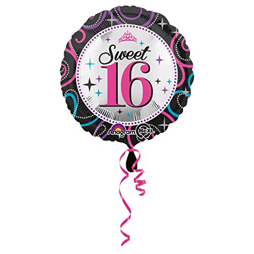 Folienballon Set * SWEET 16 * + HELIUM FÜLLUNG + HALTE CLIP + BAND * // Aufgeblasen mit Ballongas // Deko Geburtstag Folien Ballon Luftballon Geburtstag Sechzehn - 2