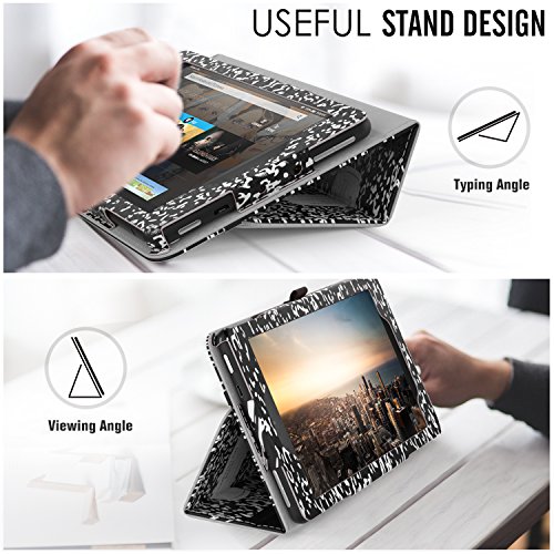 MoKo Hülle für All-New Amazon Fire 7 Tablet (7 Zoll – 7. Generation, 2017 Modell) – Kunstleder Ständer Schutzhülle Smart Cover mit Auto Sleep/Wake up Funktion, Stift-Schleife und Stanfunktion für das neue Fire 7 2017, Notizbuch Schwarz - 5
