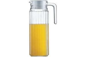SAVEX Glass Water Jug Transparent Fridge Fruit Juices Liquors Jug with Lid 1.2 Litre Capacity (1.2L)