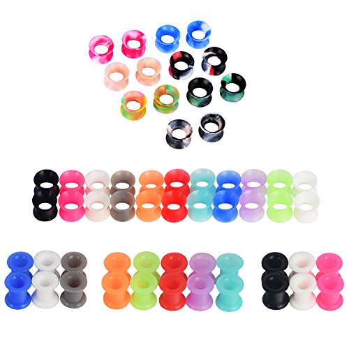 D & M Jewelry - 32/58 pcs mixed colorful Thin silicona 2 G-3/4 túnel plug expander Piercing