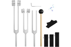 XPJBKC Tuning Forks for Healing, 128Hz, 256Hz, 512Hz Body Weighted Tuning Fork Medical for Chakra Healing Sound Therapy, Aluminum Alloy Tuning Fork Set Frequency Healing Devices Meditation Tools