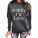 Produktbild Amoyl Damen Sweatshirt Casual Langarm Brief Drucken   Rundhals   Sport Shirt Top Bluse Streetwear (Grau, 3XL)