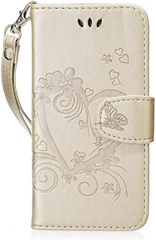 Samsung Galaxy A3 2017 Wallet Case, LTWS Folio Book PU Leather Magneti Clasp Wallet Case with Removable Wrist Strap &amp; Card Holder Soft TPU Rubber Silicone Shell Shockproof Protective Kicktand Cover for Samsung Galaxy A3 2017, Gold Color