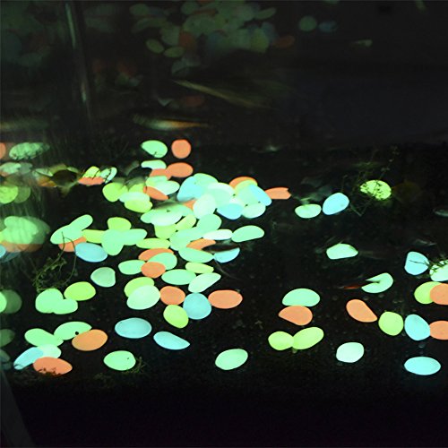 100 Stück Leuchtsteine nachtleuchtende Steine leuchtende Kiesel Aquarium Garten Deko - 6