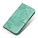 Produktbild Huawei P8 Lite 2017 Hülle, The Grafu® PU Leder Handyhülle mit Stoßfest TPU, Schmetterling Muster [Standfunktion] [Kartenfach] Schutzhülle für Huawei P8 Lite 2017, Grün
