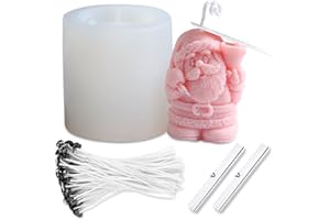 LOVEXIU Stampi Candele Silicone Natale,Babbo Natale Stampi Isilicone Stoppino Candela 51 Pezzi, Stoppino Candela 10 Cm,Candele Decorazioni Natalizie,Per Fare Candele Di Natale DIY, Decorazioni Natalizie