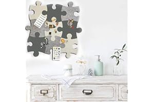 BESER LEE Felt Bulletin Board Cork Board Tiles, 9 pcs Wall Jigsaw Puzzle Shape Pin Eva Board Self Adhesive to Keep Photos Memos Display Board Pads Pictures Drawing Goals Notes Colorful Foam Wall Decorative
