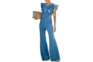 Minetom Jumpsuit da Donna Elegante Tinta Unita Playsuit Tuta di Jeans Denim Pantaloni Lungo Overall Monopezzi Tutine