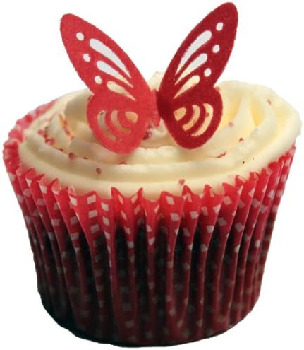 Toppercake Edible Wafer Butterfly Cup Cake Decorations Red
