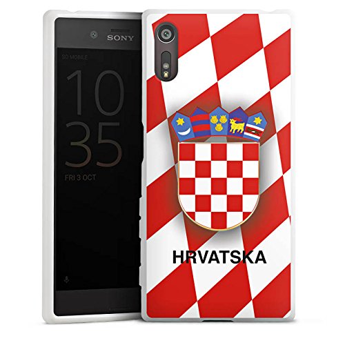 Sony Xperia XZ Silikon Hülle Case Schutzhülle Kroatien Em Trikot Football Fussball