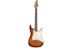 EART Solide E-Gitarre SSS Single Coil Pickups, 6-saitige Rechtshänder Palisandergriffbrett in Sunburst für Pop, Blues, Light Rock