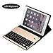 Produktbild Yadasaro iPad Air 1/2 iPad Pro 9.7 inch Leder Hülle Bookstyle Ledertasche Stoßfest Vollschutz Schutzhülle Handyhülle mit Wireless USA Keyboard für iPad Air 1/2 iPad Pro 9.7 inch Golden