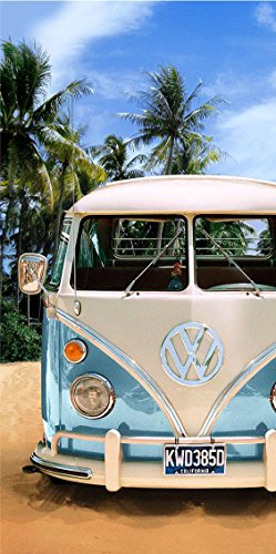 ORIGINAL BADETUCH VW BULLI 75 cm x 150 cm - NEU & OVP - 100% BAUMWOLLE VOLKSWAGEN VW BUS T1 EXKLUSIV MODELL 001 BLAU - STRANDLAKEN in VELOURQUALITÄT