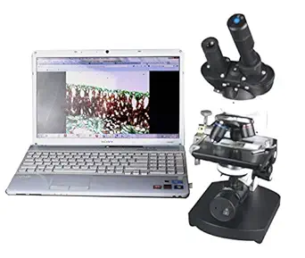 Radical 2500x Binocular Biology Compound LED Battery Microscope w 1.3Mpix USB Camera 3D Stage & Slide Kit