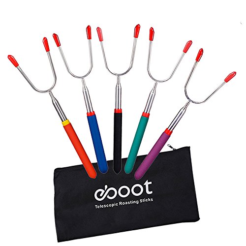 eBoot Grillspieße Grillbesteck Lagerfeuer Grillfest Gabeln für Camping, Freizeit, Lagerfeuer, Gartenparty, Geburtstag (5er Pack, Multi Color)