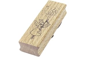 Artoz Timbro in legno – "Angelo" – 90 x 30 mm – Timbro per fai da te per Natale, inviti, saluti