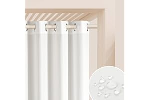 ROOM99 Rideau d'Extérieur avec œillets Garden Line 155 x 250 cm Largeur x Hauteur Impermeable pour Jardin pergola terrasse Curtain Ecru, 1 pièce