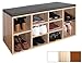 Produktbild RICOO Schuhregal mit Sitzfläche Schuhschrank WM033-ES-A Schuhablage Schuhkommode Organizer Boden Standregal Garderobe Möbel Rack Kissen Polster Polsterung Grau Holz Eiche Sonoma Braun