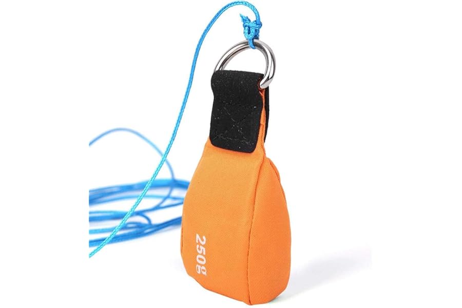 Agatige Nylon Multipurpose Throwing Rope Bag, Outdoor Slingshot Launcher, Arborist's Rope Throwing Bag with D-Ring, Arborist Throw Weight Tool Rock Climbing Sandbag for Tree Work Orange