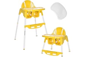 DERMODIVA Lorelli Seggiolone Pappa multifunzione per bambini 6 mesi - 3 anni, si trasforma in sedia, coprivassoio, vassoio e poggiapiedi regolabili, comodo, facile da pulire e da spostare (lemon curry)