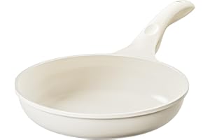 Redchef Frying Pan Nonstick 24cm, Ceramic Pan Induction 9.5″, Omelette Skillet, PTFE/PFAS/PFOA-Free, Scratch-Resistant, Ergonomic Handle, Beige White