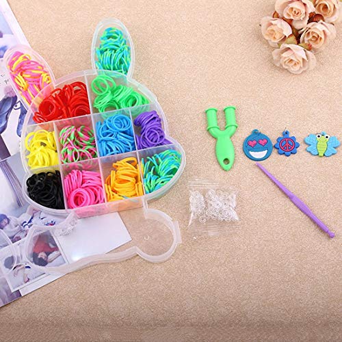 vbncvbfghfgh Conejo en Caja Loom Band Pulsera DIY Máquina de Tejer Colorida Banda de Goma elástica Kit de Manualidades de Punto para niños