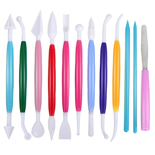 Willbond 12 Stück Töpferei Werkzeug Ton Skulptur Clay Shaping Sculpting Tools Set Keramik Carving Werkzeuge für Keramik Ton Keramik, Verschiedene Farben