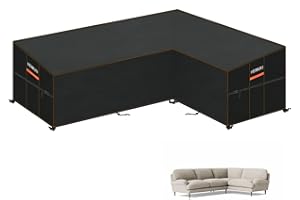 HEIMUNI Funda Protectora Sofa Exterior Esquinero, Funda Muebles Exterior Impermeable Forma L, Funda Sofa Exterior en Forma de L, Funda Sofa Esquinero Jardin con Salida de Aire, 260x210x90x80/65cm