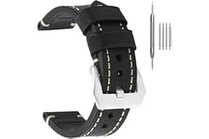 EACHE Leather Watch Bands for Men,Vintage Crazy Horse Leather & Vegetable Tanned Leather & Oil Waxed Thick Leather Watch Bands 20mm 22mm 24mm 26mm