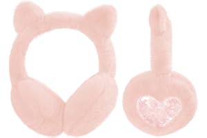 SUGSHYN Orejeras Frio Orejeras Niña de Invierno Ajustable Plegables Peluche Lindo Earmuffs de Felpa con Orejas de gato Regalo de Invierno