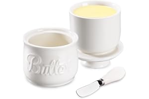 TIUSIXSY Mantequillera Francesa, Mantequera de Cerámica con Tapa, Recipiente para Mantequilla de Porcelana, Contenedor de Mantequilla para Fresca y Suave