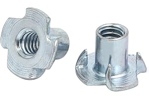 UXCELL Sourcingmap 1/4-inch Thread Dia 12mm Height 4 Prongs Fully Threaded Pronged Tee Nuts 2pcs