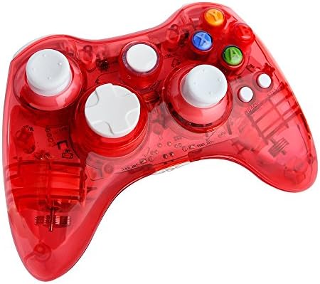 Xbox 360 wireless controller,Uniway XC03 transparent Xbox controller wireless PC Gamepad with LED-Red