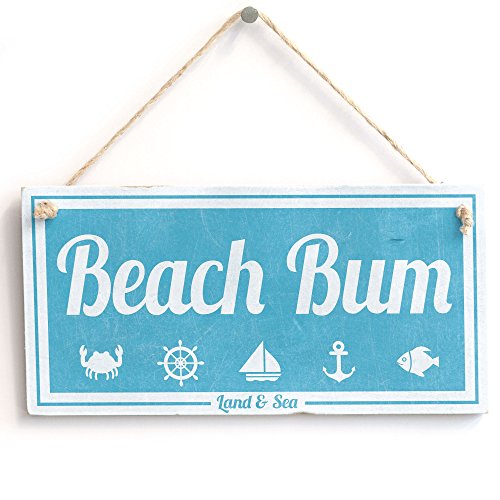 'Beach Bum (Land & Sea)' - Nautical Sign - Handmade Shabby Chic Wooden Sign/Plaque