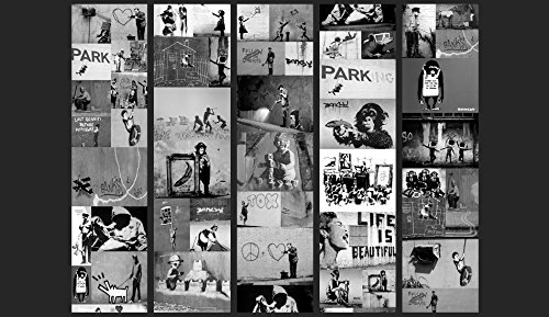 PURO TAPETE | 3 Motive zur Auswahl | Realistische Tapete ohne Rapport und Versatz | Kein sich wiederholendes Muster | 10m VLIES Tapetenrolle | Banksy f-A-0237-j-c - 2