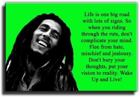 Canvas Culture - Bob Marley Canvas Art Print Box Framed Picture 1 Green 45 x 30cm