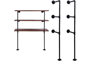 LINKPIPES Industrielles Rohrregal, Regalhalterungen DIY Open Book Regal für Büroraum Küche Wandregale (2Pcs 3Tier,45.3" hoch,11" tief, Hardware Nur)