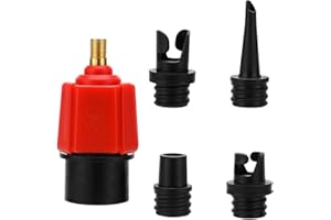 Tiardey Compressor to Inflatable Pump Valve,Inflatable Valve Adapter with 4 Nozzles for Inflatable Air Mattress,Swimming Ring/Pool,Inflatable Bed/Sofa,Boat,Kayak - Red
