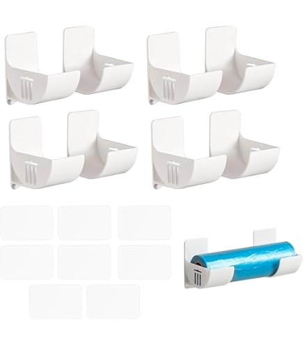 Organizer Rotoli Alluminio E Pellicola Portarotoli Da Parete Autoadesivo - 8 Pezzi Bianchi Per Carta, Alluminio E Sacchetti Spazzatura, Ideale Per Cucina E Bagno Porta Rotolo Adesivo