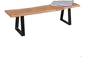 ‎FINEBUY MÖBEL ZUM WOHLFÜHLEN FineBuy Esszimmer-Bank FB51969 Baumstamm Massivholz Akazie 160 x 45 x 40 cm | Robuste Naturholz Küchenbank mit hoher Stabilität | Echtholz Essbank mit Baumkante | Holzbank im Landhaus-Stil