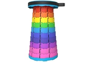 PIXIPALS UPGRADED Telescopic Stool - Portable, Adjustable Height, Lightweight, Foldable, MAX LOAD 400 lb, Collapsible Stool for Adults, Camping, Fishing, Hiking, Golf, BBQ (Multicolor)