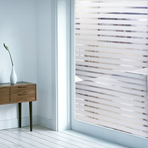 Schönes Leben* Glasdekorfolie Fensterfolie Sichtschutzfolie Selbstklebend Milchglasfolie Fensteraufkleber Fenster Aufkleber Ohne Klebe 90×200 cm (Streifen) - 4