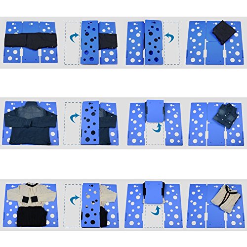 Kingwell Kleidung / T-Shirt-Ordner blau Kunststoff 3mm Stärke Hemd Faltplatte So schnell und einfach Wäsche Ordner Flip-fach Rack (Lang) - 6