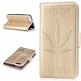 Huawei Honor 4C Case,BONROY® Huawei Honor 4C Maple leaf embossed pattern PU Leather Phone Holster Case, Flip Folio Book Case Wallet Cover with Stand Function, Card Slots Money Pouch Protective Leather Wallet Case for Huawei Honor 4C