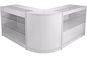 MONSTER SHOP MonsterShop Pegasus Shop Counters Set & Glass Retail Showcase Cabinet Display, Brilliant White UV Protect, Melamine MDF