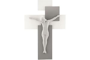 MCTIES Bongelli Preziosi Crocifisso Moderno Bianco Grigio 17x12 cm Marmorino