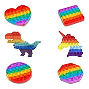 Refulgix Poppet Pop It Fidget Toys, Push Pop Bubble Fidget Sensory Toy, Autism Special Needs Silicone Stress Relief Toy, Great Fidget Toy for Kids and Adults (Assorted Design Will Send)(Set of 3)