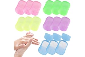 OT-NVWOZR 15PCS Portable Travel Soap Sheets, Disposable Paper Soap Mini Scented Slice Sheets with Storage Box, Hand Washing Foaming Paper Soap Flakes for Camping Outdoor Hiking Kids