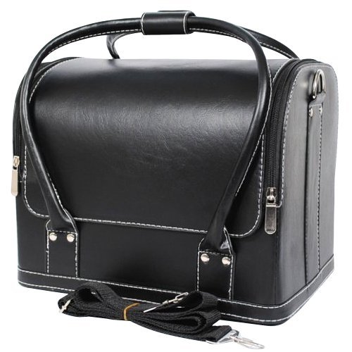 TRIXES Black Cosmetics Multi Compartment Case Bag